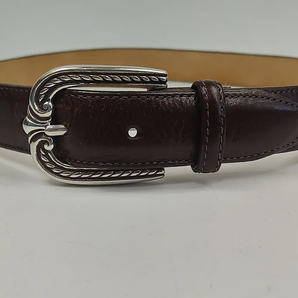 Brighton Leather Belt With Woven Cut Outs